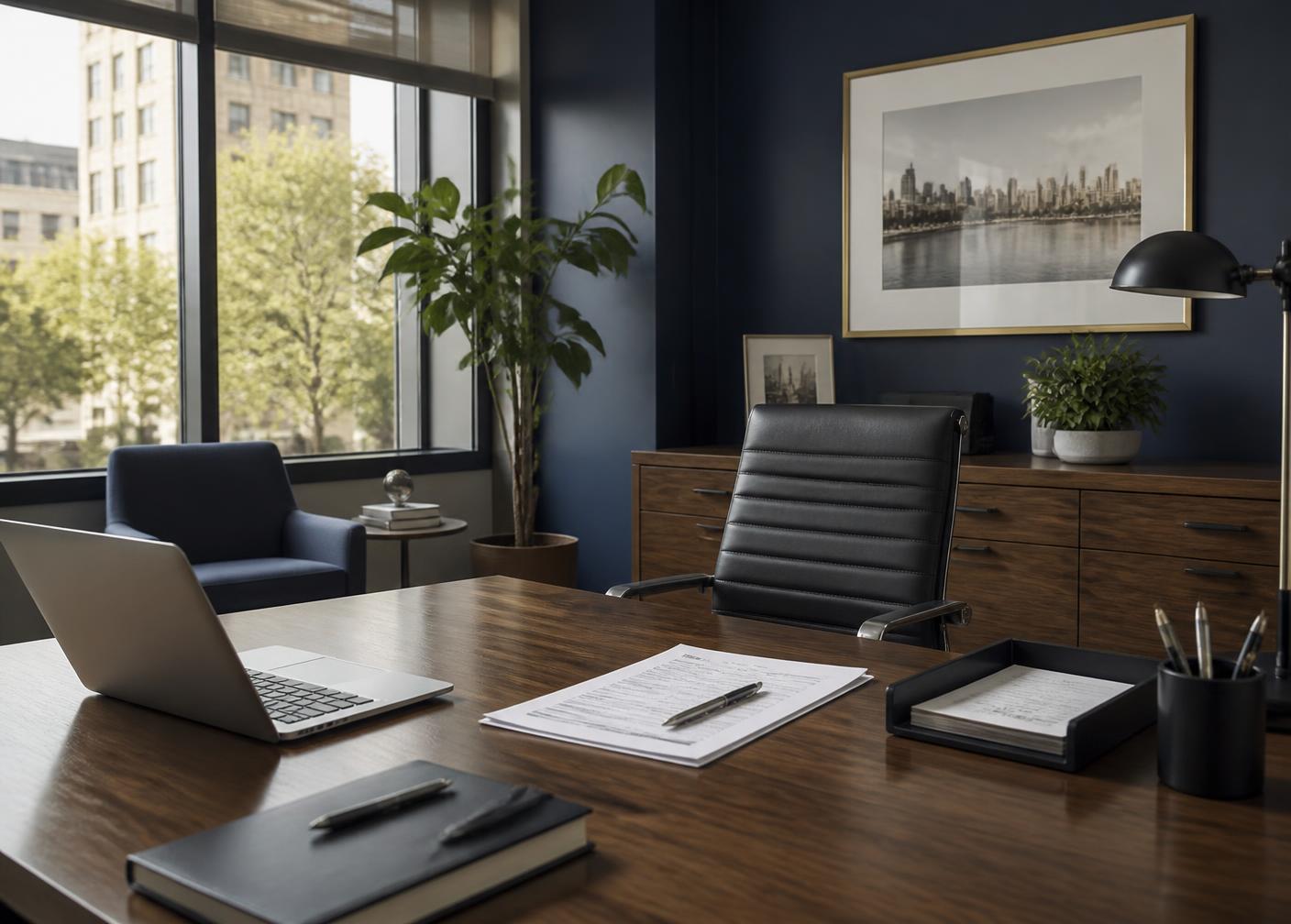 Business owners reviewing insurance coverage in a modern office